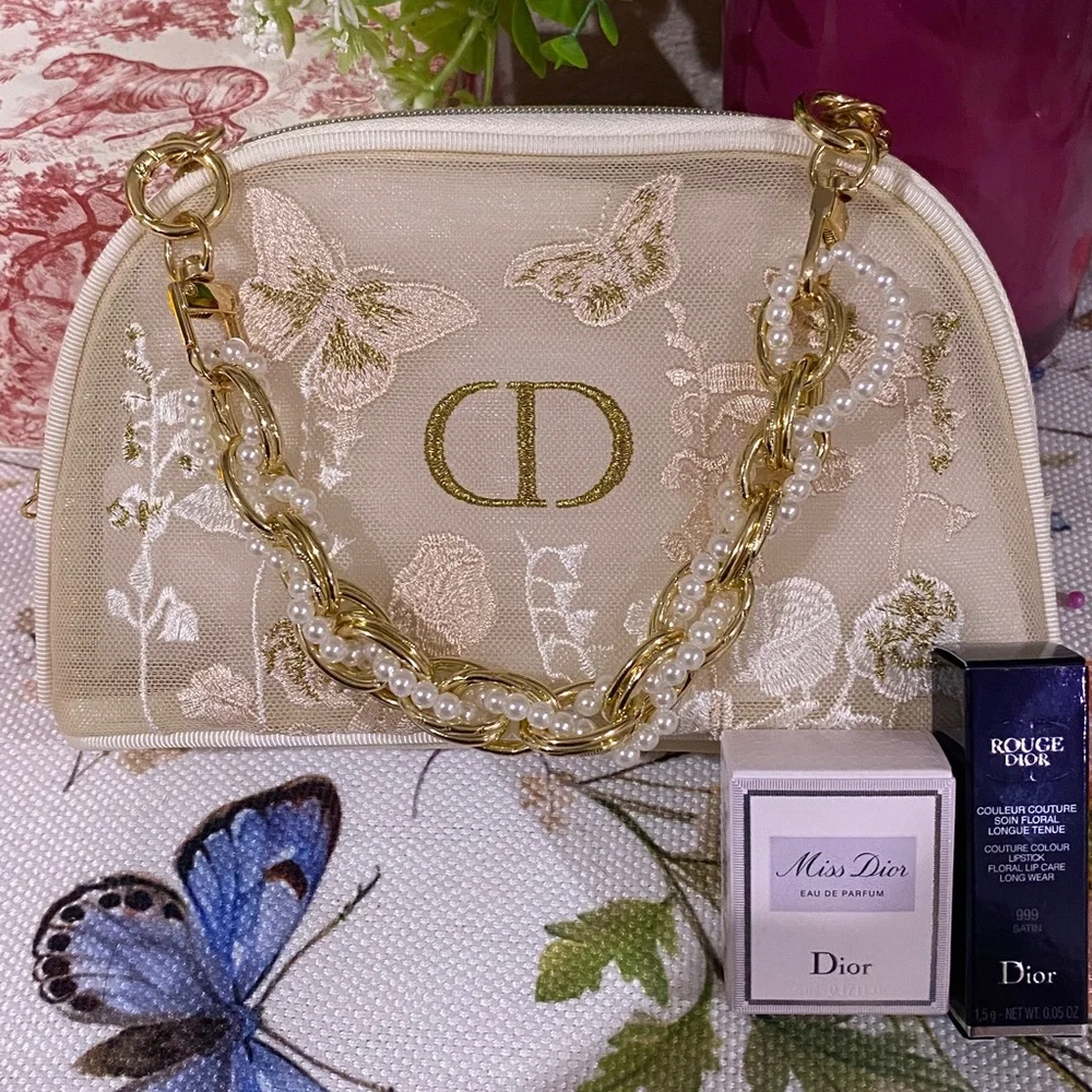 Dior Beauty Embroidered Cream Handbag
